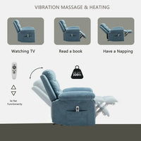 Wide Power Lift Recliner Chair with Massage and Heat, Overstuffed Reclining Chair with Side Pocket,, Heavy Duty Recliner with Adjustable Backrest for Bedroom,Living Room,Outdoor,Apartment,Blue