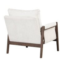 Mid-Century Modern Velvet Accent Chair,Leisure Chair with Solid Wood and Thick Seat Cushion for Living Room,Bedroom,Studio,White