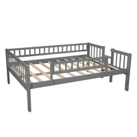 Triple Full Over Full Over Full Bunk Bed with Slide, Built-in Ladder and Safety Guardrail, Convertible Triple Beds for Kids Teens Adults, Gray, 78.7" L x 57.9" W x 76.5" H