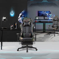 360°Swivel Gaming Rolling Chair, Ergonomic PC Office Chair, Computer Racing Chair, PU Desk Task Chair , Height Adjustable E-sports Chair with Leg Rest Lumbar Support and Headrest for Office or Gaming