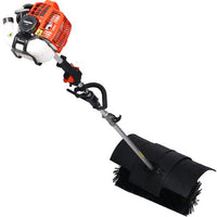 52CC Walk Behind Handheld Gas Powered Sweeper Broom Concrete Driveway Cleaning Sweep Driveway Lawn Snow 21x10" EPA