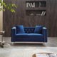 2 Piece Modern Velvet Sectional Sofa Set, Jeweled Button Tufted 3 Seater Sofa and Loveseat with Copper Nails Trim, 4 Pillows Included, 5 Seater Living Room Sofa Set, Blue