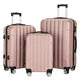 3 Pieces Luggage Sets, Expandable Large Capacity Traveling Storage Suitcase, Hardside Lightweight Durable Suitcase Sets with Spinner Wheels and TSA Lock, 20in/24in/28in, Rose Gold