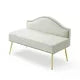 Velvet Accent Sofa, Modern Tufted Upholstered Loveseat Sofa with Nailhead Trims and Golden Metal Legs, Mid-Century Comfy Armless 2-Seater Sofa Dining Bench with Curved Backrest for Bedroom, Beige