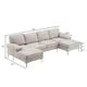 U Shape Sectional Sofa, Modern Large Linen Fabric Upholstered Modular Sofa with 2 Reversible Chaise Lounge & Iron Feet, 4 Seat Indoor Chaise Lounge Couch for Living Room Lounge Apartment, Beige