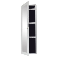 Wall/Door Mirror Jewelry Cabinet, 47.2"H Jewelry Cabinet Mirrored Furniture, Wooden Mirror Cabinet with Full-Length Mirror, Large-Capacity Jewelry Box with Mirror Cabinet Boxes for Jewelry, White