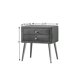 2-drawers Nightstand, Velvet Upholstered Bedside Table with Silver Rivet Decor and Metal Legs, Modern End Table for Bedroom Living Room, Gray