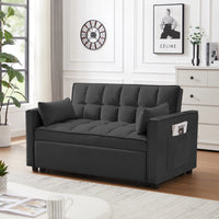 3 in 1 Sleeper Sofa Couch Bed, Convertible Futon Loveseat Sofa Bed with Pull Out Bed and Adjustable Backrest, Lounge Chaise Armchair Sofa for Living Room Bedroom Apartment,Black