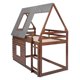 Twin Over Twin House Bunk Bed,Wood Floor Bunk Bed with Roof, Ladder and 2 Windows,Bunk Bed Frame for Kids Teens Girls Boys,Oak & Smoky Grey