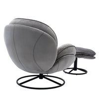 Velvet Swivel Accent Chair with Ottoman,Modern Chaise Lounge with Footstool,Comfy Armchair TV Chairs with Metal Frame and Legs for Living Room,Bedroom,Office,Grey