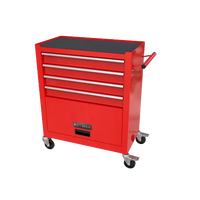 4-Drawer High Capacity Rolling Tool Chest, Removable Cabinet Storage Tool Box with Wheels and Drawers, Detachable Toolbox with Lock for Workshop Mechanics Garage (Red)