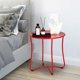 18" Patio Portable Side Table, Waterproof Round Metal Steel Side Table, Terrace Wrought Iron Side Table, Weather Resistant Portable Outdoor and Indoor End Table, for Garden Balcony Yard, Red