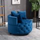 Modern Barrel Chair, Round Oversized Barrel Chairs, Sofa Lounge Accent Chair, Velvet Leisure Sofa Chair , Modern Leisure Chair with 3 Pillow for Living Room Bedroom Hotel Office,Blue