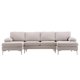 U Shape Sectional Sofa, Modern Large Linen Fabric Upholstered Modular Sofa with 2 Reversible Chaise Lounge & Iron Feet, 4 Seat Indoor Chaise Lounge Couch for Living Room Lounge Apartment, Beige