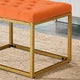 Velvet Footstool Bench, Square Vanity Chair with Metal Frame, Shoe Changing Stool, Sofa Makup Stool, Rest Stool for Clothes Shop, Living Room, Porch, Fitting Room Bedroom, Orange