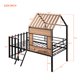 Twin Size Metal House Bed,Loft Bed with Storage Shelf,Roof and Window,Steel Bed Frame with Full-Length Guardrail & Ladder,for Girls Boys Teens,No Noise, No Box Spring Needed