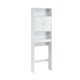 Wood Over The Toilet Storage Cabinet, Double Door Bathroom Storage Organizer, Toilet Rack with Inner Adjustable Shelf and Open Storage Shelf