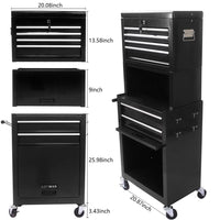 6-Drawer Rolling Tool Chest with Wheels, High Capacity Tool Box with Removable Casters Locking Mechanic Tool Cart Detachable Large Storage Cabinet Organizer for Workshop Warehouse, Black