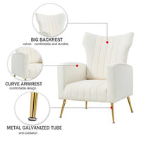 Velvet Tufted Accent Chair, Wingback Armchair with Padded Seat & Backrest,Single Sofa with Golden Metal Legs,for Reading Lounging Living Room Bedroom Office Club