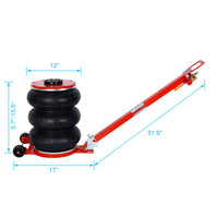 5T Triple Bag Air Jack ,Pneumatic Jack 3 bag, Lifting 16in capacity 5T 11000lbs, Easy-collapsing Terrain, Red color