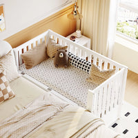 2-in-1 Convertible Crib with Drawers, Converts from Baby Crib to Daybed, Multifunctional Wooden Daybed Sofa Furniture with Adjustable Height for Bedroom Living Room Small Space, White