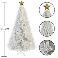 7 FT Christmas Tree with 500 LED Warm Lights, Pre-lit Artificial Xmas Tree with Star Top and PVC Branch, Perfect for Indoor Home Office Party, White