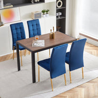 Dining Chairs Set of 4, Upholstered Dining Room Chairs with Golden Legs, Modern Velvet Chair Accent Side Chairs for Kitchen Living Room (4 pieces-Navy)