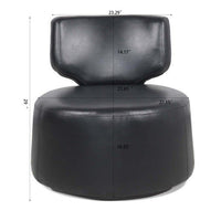 Swivel Barrel Chair, Accent Round 360° Swivel Club Chairs, Upholstered PU Modern Arm Chairs for Living Room, Nursery, Bedroom, Office, Hotel (Black-PU)