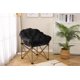 Saucer Chair, Soft Faux Fur Oversized Folding Accent Chair, Soft Furry Lounge Lazy Chair, X-Large Metal Frame Moon Chair for Bedroom, Living Room (Black)
