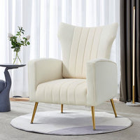 Velvet Tufted Accent Chair, Wingback Armchair with Padded Seat & Backrest,Single Sofa with Golden Metal Legs,for Reading Lounging Living Room Bedroom Office Club