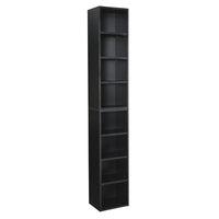 8-Tier Media Tower Rack,CD DVD Slim Storage Cabinet with Adjustable Shelves,Tall Narrow Bookcase Display Bookshelf for Home Office,Black
