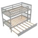 Twin Over Twin Bunk Beds with Trundle, Convertible Wood Bunk Bed Frame with Safety Guardrail and Ladder for Kids/Teens Bedroom, Can Be Converted into 3 Beds, Gray 79.53''L x 44.26''W x 59.85''H