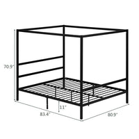Metal Canopy Bed Frame King,Strong Bed Frame with Center Support Legs, 2 Horizontal Bar, Platform Bed Frame for Adults, Weight Capacity 661 Pounds