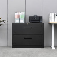 Lateral Filing Cabinet with 2 Drawers, Large Deep Drawers Locked by Keys, Wide Lockable File Cabinet, Metal Steel, Easy to Assenble for Home Office, Black