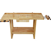 Wooden Workbench,Rubberwood Workbench with 1 Drawer,Work Bench for Garage Workshop and Home,Natural