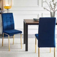 Dining Chairs Set of 4, Upholstered Dining Room Chairs with Golden Legs, Modern Velvet Chair Accent Side Chairs for Kitchen Living Room (4 pieces-Navy)