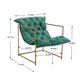 Accent Chair, Modern Velvet Upholstered Armchair with Open Metal Frame Leisure Single Sofa for Living Room, Bedroom, Green