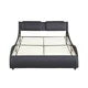 Upholstered Platform Bed,Full Size Platform Bed Frame with LED Lights Underneath,Wave Like Curve Low Profile Bed Frame with Headboard for Teens Adults,Mattress Not Included,Black