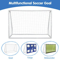 Soccer Goal for Backyard Set, 3-in-1 with Target Cloth Football Goal, 6x4 ft Portable Folding Football Goal for Backyard Practice Beach Communities Schools, 6*4 ft PVC Pipe, White