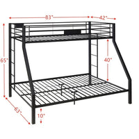 Twin XL Over Queen Bunk Bed,Heavy Duty Metal Bunk Bed Frame with Safety Guardrail and 2 Built-in Ladder,Metal Bunk Bed for Kids Teens Adults Bedroom,Black