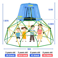 Upgraded 10FT Climbing Dome with Canopy and Playmat for Kids 3 to 10, Outdoor Play Equipment Dome Climber Supporting 1000lbs, Jungle Gym Playground Play Center, Rust & UV Resistant, Gift for Kids