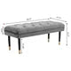 Velvet Button Tufted Bench, Modern Rectangle Upholstered Ottoman with Metal Legs, Multifuctional Fabric Footstool, for Living Room, Bedroom, Entryway, Gray