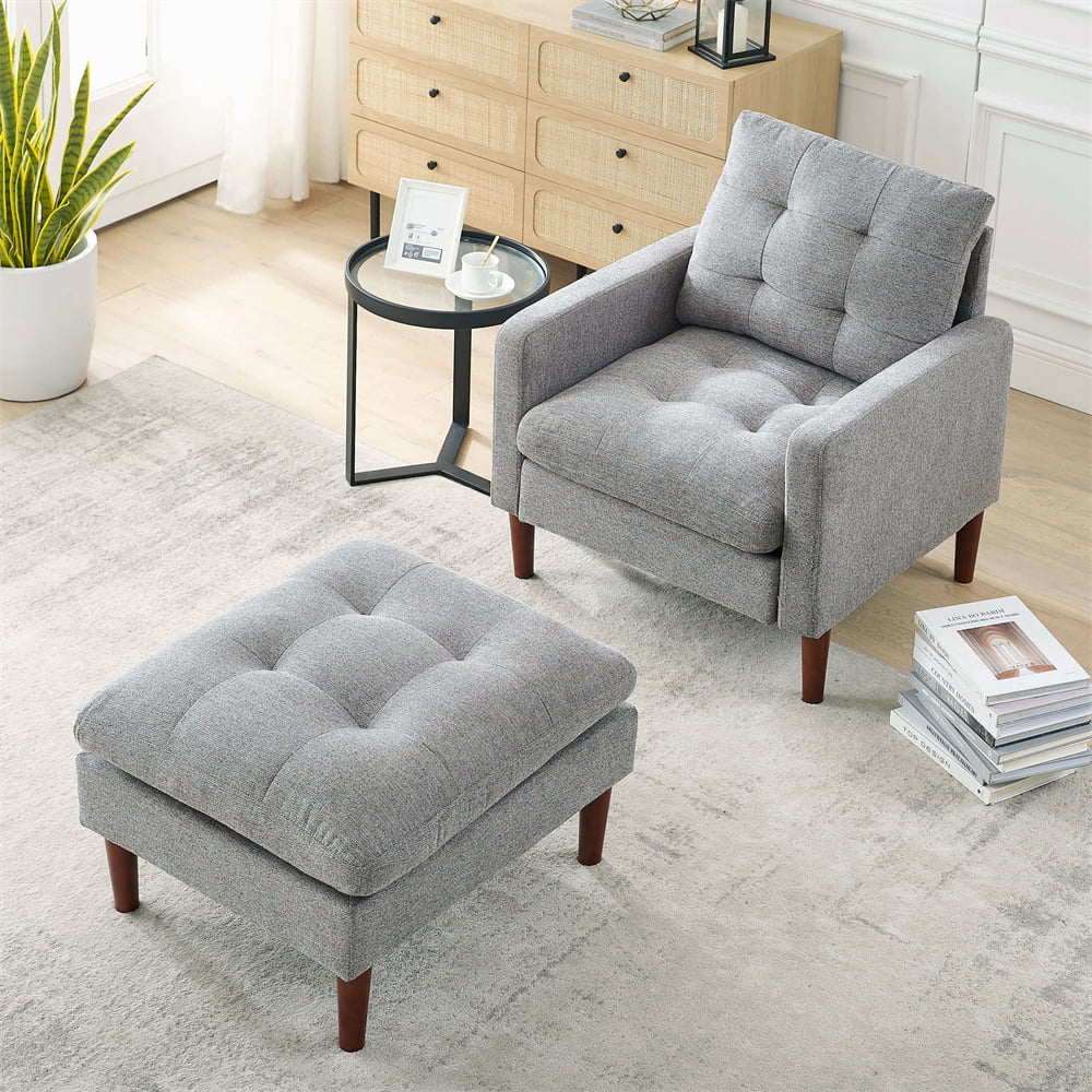 Grey armchair and online stool