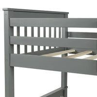 Twin-Over-Full Bunk Bed with Ladders and Full-length Guardrail,Solid Wood Bunk Bed Frame with 2 Storage Drawers for Kids, Girls, Boys, Toddler, Gray