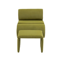 Velvet Accent Chair with Ottoman, Deep Seat Barrel Chair with Curved Back and Foot Stool, Armless Couch Chair for Living Room, Bedroom, Lounge, Olive