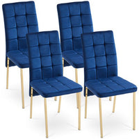 Dining Chairs Set of 4, Upholstered Dining Room Chairs with Golden Legs, Modern Velvet Chair Accent Side Chairs for Kitchen Living Room (4 pieces-Navy)