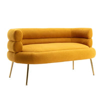 JINS & VICO Modern Accent Sofa,Leisure Loveseat Sofa with Golden Metal Feet,Fabric Upholstered Tufted Chaise Lounge Sofa for Home Apartment or Office, Mustard