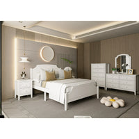 Contemporary Roman Style Full Size Bed,Solid Wood Bed Frame,No Box Spring Needed,Paint Sprayed Finishing,White