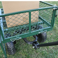 Metal Wagon Cart, Collapsible Metal Wagon with Movable Mesh Sides and Wheels, Heavy Duty 350Lbs Capacity Garden Cart Utility Wagon with Handle for Grocery Camping Shopping Sports, Green