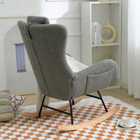 Nursery Rocking Chair Teddy Upholstered Glider Rocker, Rocking Accent Chair Padded Seat with High Backrest, Armchair Comfy Side Chair for Living Room Bedroom Offices, 26.38 "W* 34.25"D *36.22 "H, Gray